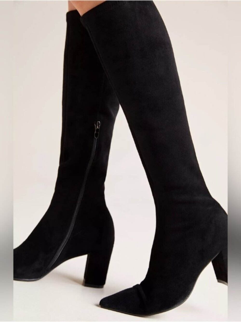NWT US 8-8.5/ EU 39 W - Silent D KOMASS Knee-High Boots BLACK STRETCH (US$160)